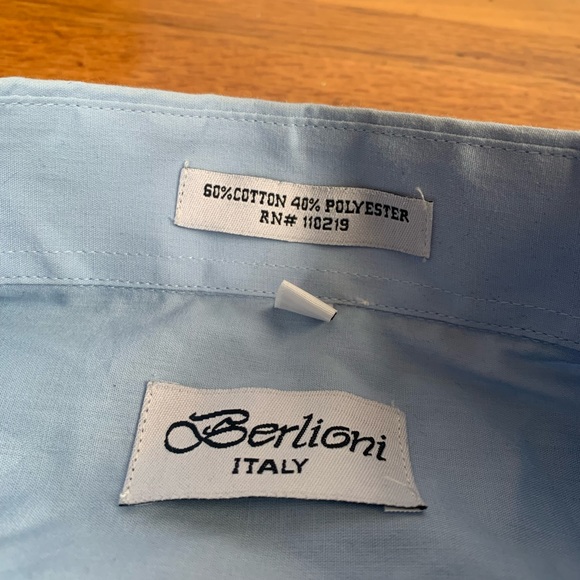 Berlioni Italy Long Sleeve Button-Down Dress Shirt Size M - Picture 9 of 9